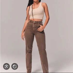 Abercrombie & Fitch Washed Brown 90s Straight Leg Curve Love Jeans